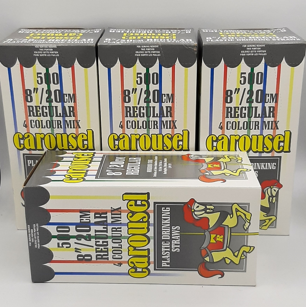 Vintage 2000 Carousel 8" 20cm Regular Drinking Straws 4 Colour Mix 4 Boxes NOS